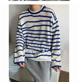 AIDASE  -  Light and Breathable Sweater for Men's Fashionable Irregular Striped Round Neck Pullover Tops aidase-shop