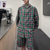AIDASE  -  Summer Men's Sets Long Sleeved Hooded Shirt Trendy Summer Fashion Set Contrast Color Long Sleeve Casual aidase-shop