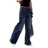 AIDASE  -  High Waist Wide Leg Straight Cut Denim Jeans Women's Early Autumn New Style American Retro Loose Fit Slimming Pants aidase-shop