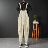 AIDASE  -  Men Joggers Bib Overalls Multi Pockets Cargo Pants Adjustable Suspenders Coveralls Summer Jumpsuits aidase-shop