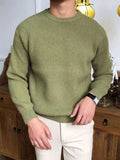 AIDASE  -  Leisure Knitting Sweaters For Mens Fall Winter Casual Texture Knit Bottoming T Shirt Fashionable Solid Color Crew Neck Sweater aidase-shop
