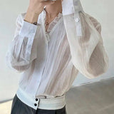 AIDASE  -  Spring/Summer Elegant Sexy Men's Shirt Long Sleeve Single Breast Solid Color Korea Fashion Male Tops aidase-shop