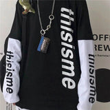 AIDASE  -  T-shirt Cross of Thorns fake two-piece for men women long-sleeved dark hip-hop loose large size autumn new trend top Simplicity aidase-shop
