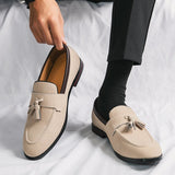 AIDASE  -  High Quality New Men's Tassel Pointed Soft Soled Gentleman's Moccasin Fashionable Comfortable Suede Breathable Casual Loafers aidase-shop