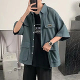 Aidase Men's Shirt Short Sleeve with Pocket Male Shirts Cargo Casual Designer Regular Normal Social Cool Button Up Fashion Man 2024 aidase-shop