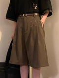 AIDASE  -  Summer Japanese Retro Simple Solid Color Casual Trousers Men Women Loose Wide-leg Shorts Fashionable and Trendy Five-point Pants aidase-shop