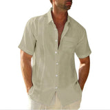 AIDASE  -  Summer Lapels Solid Color New Pocket Single-Breasted Shirt Men's Short-Sleeved Casual Top aidase-shop