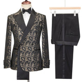 AIDASE  -  Tailor Made Men Wedding Tuxedos Double Breasted Floral Pattern Pants Suit Prom Wedding Party Costume 2 Pieces aidase-shop