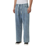 AIDASE  -  Men Casual Long Pants Men'S Fit Straight Leg Elastic Waist Jeans With Drawstring Work Commute Pantalon Zippé Entrejambe Homme aidase-shop