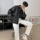AIDASE  -  Leather Jacket Men's Spring New Trend Korean Autumn PU Leather Casual Baseball Uniform aidase-shop