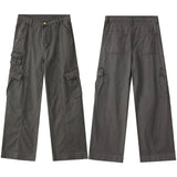 AIDASE  -  Vintage New Fashion Men's Loose Casual Simple Basic Trendy Daily Wide Leg Straight Multi Pocket Trousers Male Pants Clothes aidase-shop