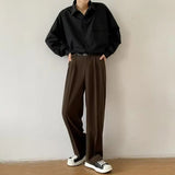 Casual Pants Men Simple Japanese Solid Loose Formal Baggy Streetwear Leisure All-match Office Clothing Fashion Trousers Classic aidase-shop
