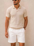 AIDASE  -  Daily Leisure Mens Short Sleeve Polo Shirts Summer Stylish Turn-down Collar Knit Polo Shirt Men Vintage Short Sleeve Polos aidase-shop