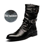 Men's Leather Boots High Quality Biker Boots Black Punk Rock Shoes Men's Women's Tall Boots Size 38--48 aidase-shop