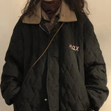 AIDASE  -  Japanese Fashionable Padded Jacket Women In Winter Retro Niche Design Thickened Zipper Coat Oversize Rhombus Cotton Chic aidase-shop