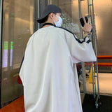 24.79Aidase Summer High Street Men and Women Trendy Hip Hop Personality Stripe Round Neck Short Sleeve Couple Loose Casual Simple Top y2k aidase-shop