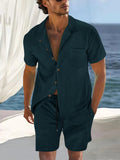 AIDASE  -  Short Sleeve Collar Shirt Men's Summer Thin Set Casual Sportswear Summer Shorts aidase-shop