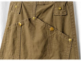AIDASE  -  Men Loose Fit Bib Overalls Pockets Cargo Pants Hip Hop Golden Buttons Dungarees Casual Suspenders Jumpsuits aidase-shop