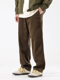 AIDASE  -  Thiened Heavyweight Corduroy Men's Casual Pants Loose Drapey Straight Leg Trousers Japanese Sle High Waist Zipper Closure aidase-shop