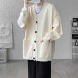 AIDASE  -  Plus Size 8XL-M Korean Style V-neck Cardigans Men Pocket Design Simple Sweater Autumn New Popular Male Casual Daily Knitted Coat aidase-shop