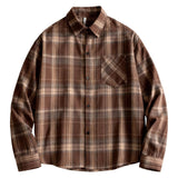 AIDASE  -  Men'S Loose Casual Fashion Retro Long Sleeved Plaid Shirt Comfort Wrinkle-Free New Men'S Shirt roupas masculinas aidase-shop