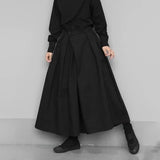 Aidase Trendy Gothic Dark Style Loose Cropped Hakama Pants Wide Leg Pants New Large Size Design Sense Samurai Pants Men's Clothing