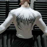 AIDASE  -  Men's Compression Shirt High Neck Long Sleeve Athletic Top Quick Dry Workout Rash Guard with Abstract Print aidase-shop