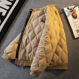 AIDASE  -  Fashionable Men's Winter Cotton Jacket Diamond Patterned Warm Casual Baseball Style Coat Stylish Retro Japanese Trend aidase-shop