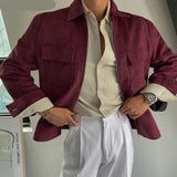 AIDASE  -  Tops Korean Style Fashion Men's Solid Suede Jacket Coats Casual Streetwear Male Loose All-match Long Sleeved Jacket