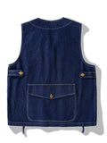 Aidase Cargo Pocket Cityboy Denim Vest Unisex Loose Casual Tank Top for Men Women Vintage Waistcoat Jeans Coat Vest Top aidase-shop