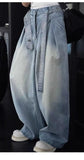AIDASE  -  Men's Baggy Wide Legs Jeans Korean Fashion Streetwear Light Blue Patchwork Trend Y2K Loose Pants Washed Male Trousers aidase-shop