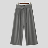 AIDASE  -  Men Wide Leg Pants Solid Color Button Joggers Lace Up Loose Trousers Men Streetwear Loose Fashion Casual Male Long Pants aidase-shop