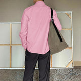 AIDASE  -  Men Shirt Solid Color Lapel Long Sleeve Lace Up Casual Men Clothing Streetwear Loose 2025 Fashion Male Shirts S-5XL aidase-shop