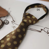 AIDASE  -  New Retro Brown Lazy Zipper Ties For Men Italian Polka Dot Formal Business Neckties 8cm Flower Striped Silk Tie Suit Accessories aidase-shop
