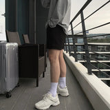 AIDASE  -  Men's Solid Color Loose Simple Basic Trendy Daily Drawstring Knee Length Cotton Shorts Male Summer New Fashion Clothes Trousers aidase-shop
