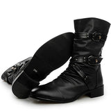 Men's Leather Boots High Quality Biker Boots Black Punk Rock Shoes Men's Women's Tall Boots Size 38--48 aidase-shop