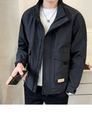 Aidase Versatile Autumn Winter Men Solid Casual Loose Simple Aviator Jacket Jacket Coat Soft Retro Pocket Business Casual Zipper aidase-shop