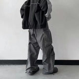 Aidase Black Baggy Cargo Pants Fashion Harajuku Straight Trousers Men's Y2K Vintage Baggy Casual Pocket Streetwear Hip Hop Korean Style