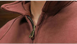 AIDASE  -  American Retro Half Zipper Lapel Hoodie Men's New Velvet Pullover Sweatshirts Autumn Winter Raglan Sleeve Amikage Tough Coats aidase-shop