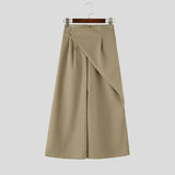 AIDASE  -  Men's Wide Leg Pants Solid Color Button Casual Irregular Trousers For Man Streetwear Baggy Leisure Pantalones Pants aidase-shop