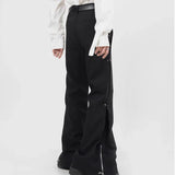 AIDASE  -  Summer New Men's Solid Color Side Zipper Straight Trousers American Fashion Trend Street Hip-Hop Casual Loose Niche Mens Bottoms aidase-shop