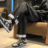 AIDASE  -  Autumn and Winter Men's Fashion Plaid Fringe Plush Solid Loose High Street Casual Comfortable Versatile Straight Leg Pants aidase-shop