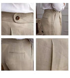 Aidase 100% Linen Italian Naples Pants Men High Waist Straight  Suit Trousers Spring Summer Fashion Lightweight Breathable Casual Pants aidase-shop