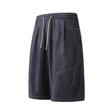 AIDASE  -  Denim Ice Silk Men's Casual Pants Summer New Trendy 2025 Solid Color Elastic Waist Trousers aidase-shop