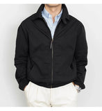 AIDASE  -  Classic Khaki Spring Autumn New Arrival Thin Zipper Workwear Jacket Washed Collar Zipper Leisure Polyester Fabric Coat for Men aidase-shop