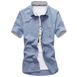 AIDASE  -  Summer men's Korean-style slim-fit embroidery small mushroom casual short-sleeved stand collar men's shirt aidase-shop