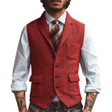 Aidase Men Vest Brown Herringbone Business Waistcoat Jacket Casual Slim For Wedding Groom Banquet Gilet Vest aidase-shop