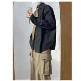 AIDASE  -  Loose Long Sve Letter Print irt Trendy Casual Outerwear for Men Autumn Winter Polyester Fiber Non-Ironed Youth Sle aidase-shop