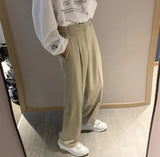 AIDASE  -  Fluid Khaki Trousers for Men Draped Wide Leg Man Suits Pants Formal High Quality Work Wear Tailoring Slacks Thin Casual Fashion aidase-shop