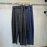 AIDASE  -  Summer New Draping Cool Wide Leg Pants for Men's Trendy Loose  Versatile Curved Knife Casual Pants Belt Design Thin Trousers aidase-shop